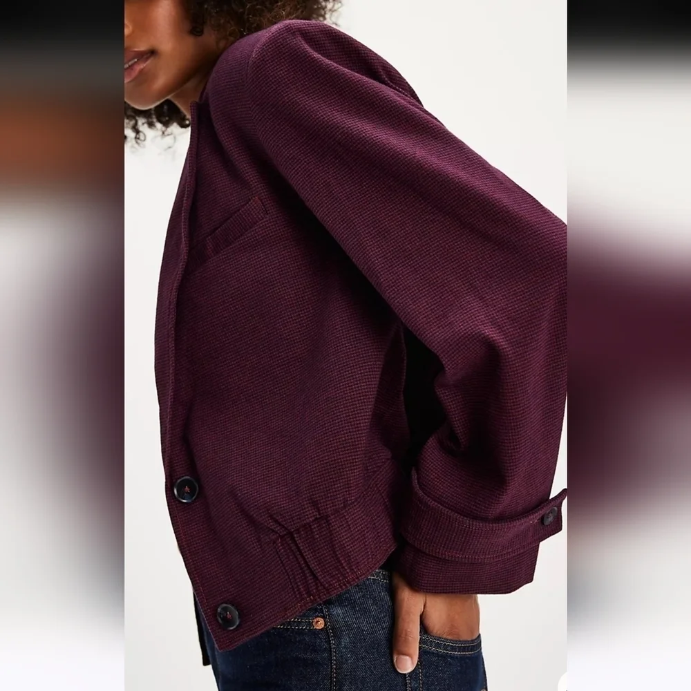 NWT FREE PEOPLE Agnes Jacket Burgundy/black Size M